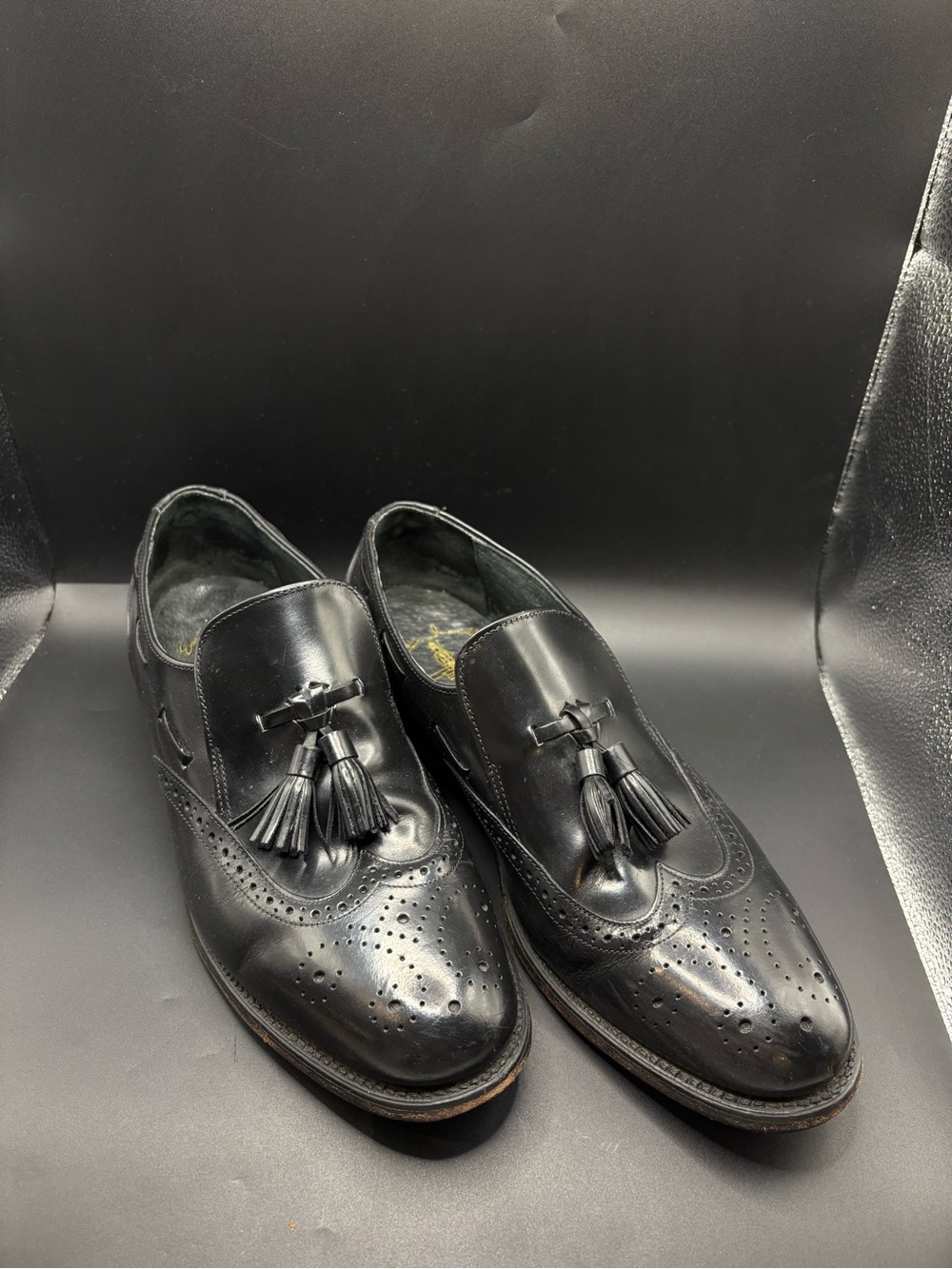 Executive Imperial Black Tassel Loafers Wingtip Leather Dress Shoes Men’s 8.5 D